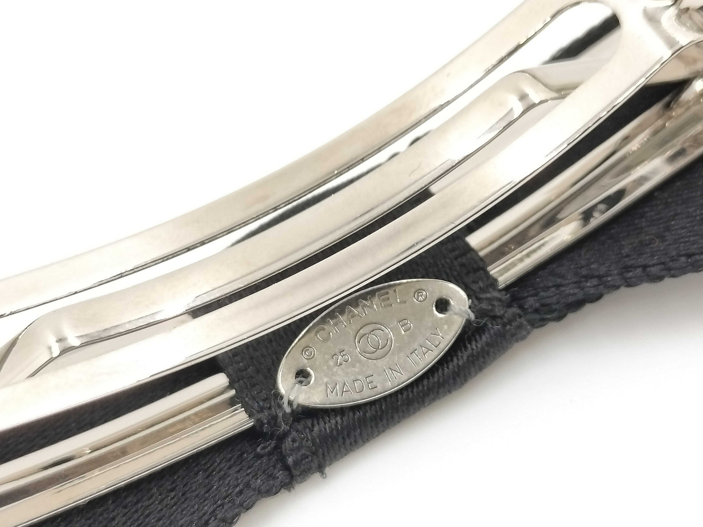 CHANEL CHANEL Barrette Ribbon Coco Mark Rhinestone Black Hair Accessory 25B Hair Accessory