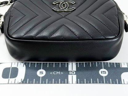 CHANEL Black Chevron Fringe Camera Bag, W20cm, Approx. 25 Series [Sealed], Silver Hardware, Shoulder Bag, 25655786