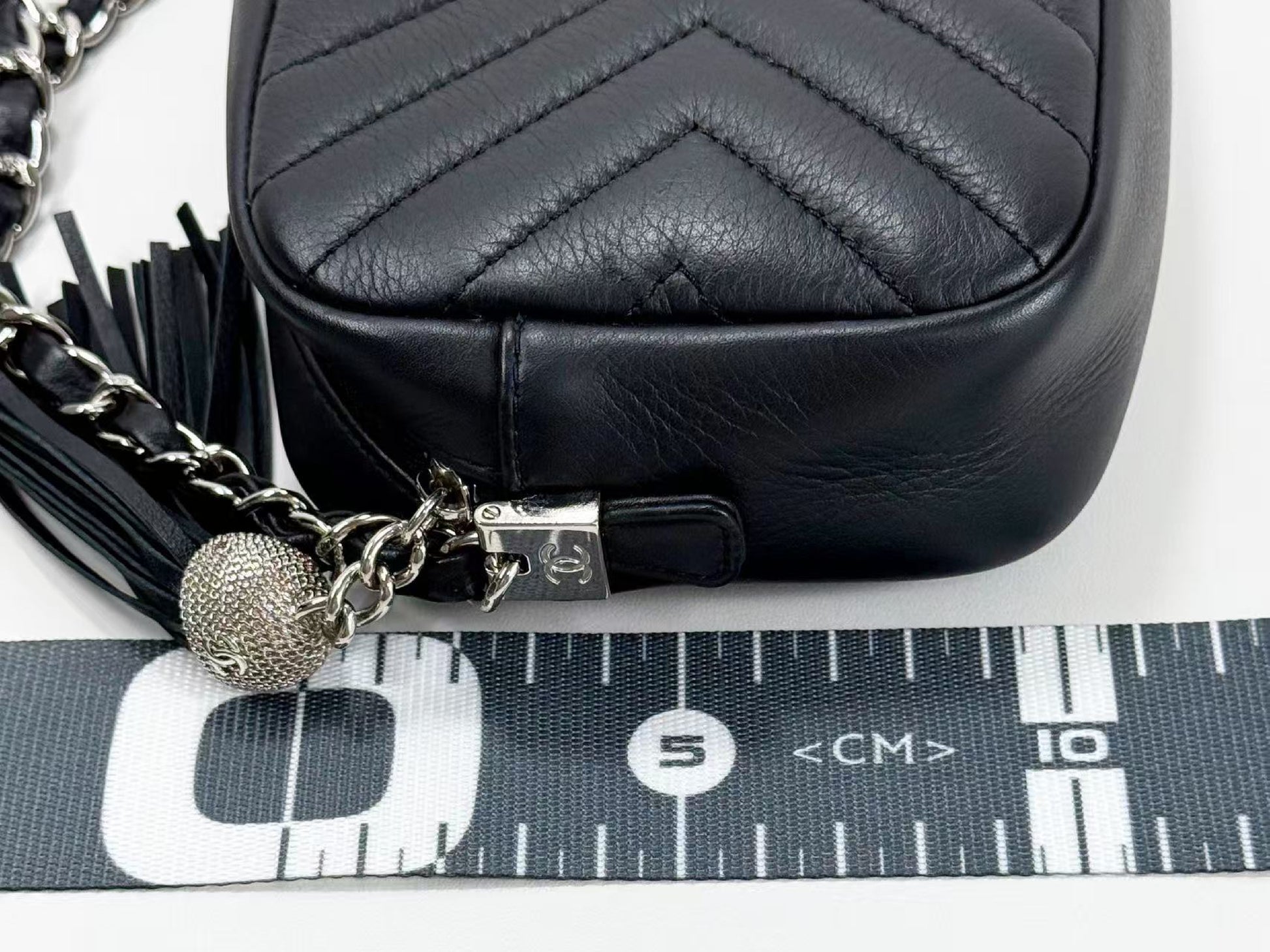 CHANEL Black Chevron Fringe Camera Bag, W20cm, Approx. 25 Series [Sealed], Silver Hardware, Shoulder Bag, 25655786