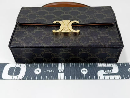 CELINE Triomphe Top Handle Box, approx. W22 x H13 x D5cm, Strap Included, 2-Way, Gold Hardware, Handbag/Shoulder Bag