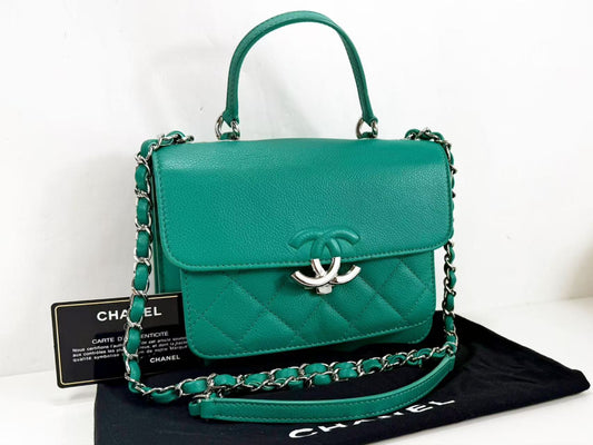 CHANEL Caviar Skin Green Half COCO Shoulder Bag, W20cm, Approx. 23 Series [G Card, Dust Bag, and Sticker Included] Silver Hardware Shoulder Bag 23981557