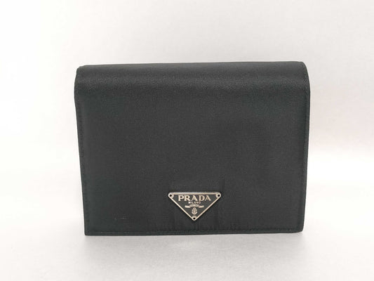 PRADA Nylon Prada Tessuto Triangle Logo Plate Bifold Wallet M505 Black Accessories: Box, Certificate of Authenticity