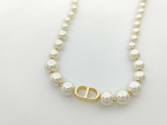 Dior Dior CD GP x Faux Pearl Necklace Necklace