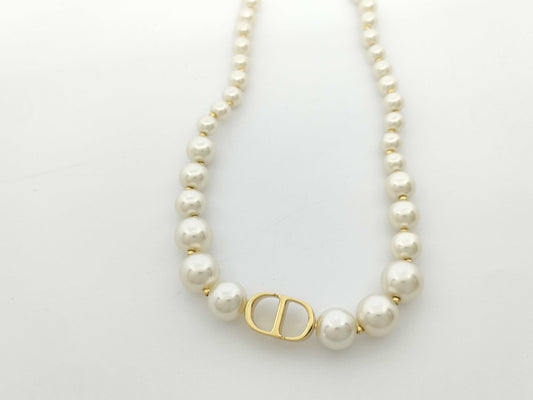 Dior Dior CD GP x Faux Pearl Necklace Necklace