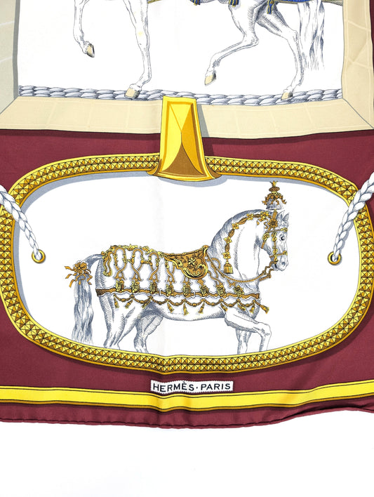 HERMES Carré 90 Scarf, Silk, Horse Carriage, Fully Dressed, Scarf