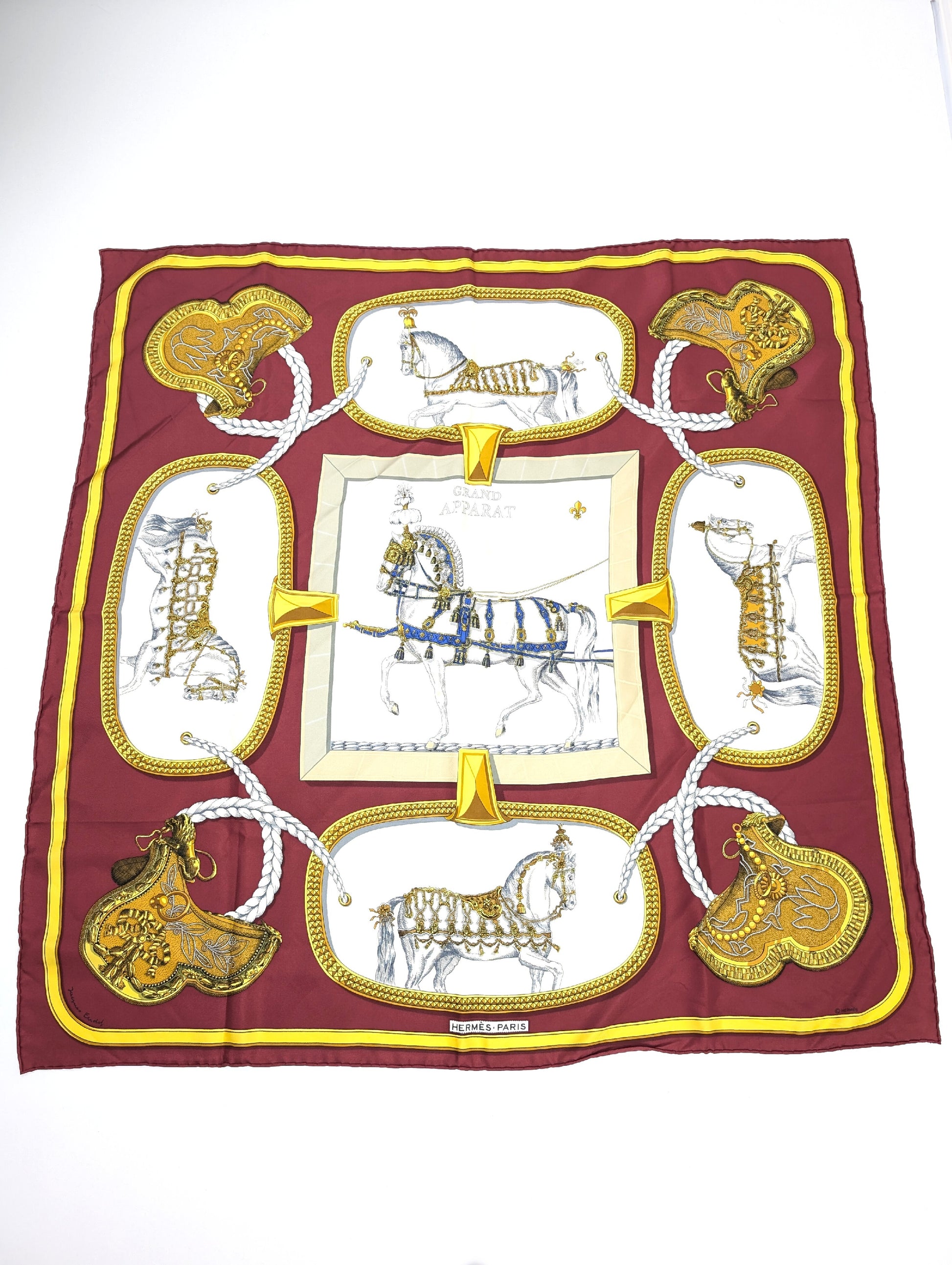 HERMES Carré 90 Scarf, Silk, Horse Carriage, Fully Dressed, Scarf