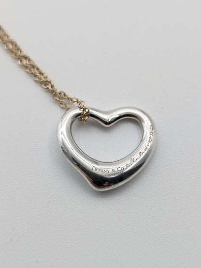 Tiffany & Co. Open Heart Necklace with Current Clasp, 925, 7.1g