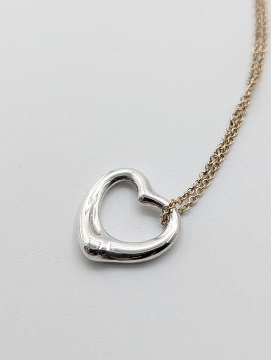 Tiffany & Co. Open Heart Necklace with Current Clasp, 925, 7.1g