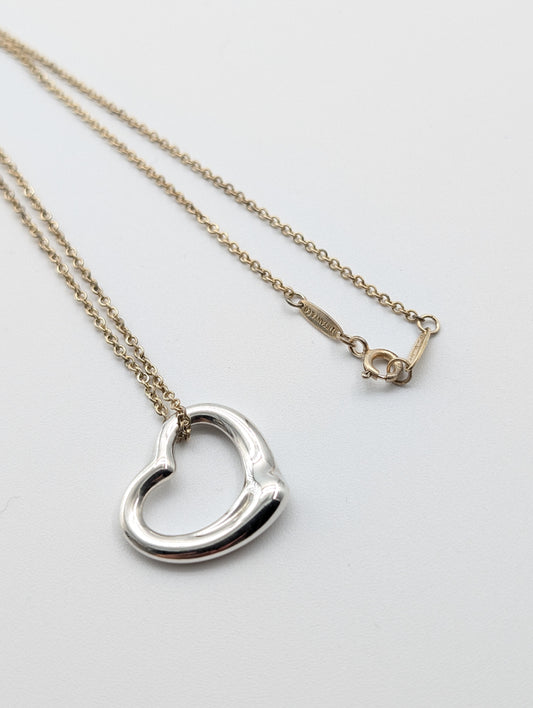Tiffany & Co. Open Heart Necklace with Current Clasp, 925, 7.1g