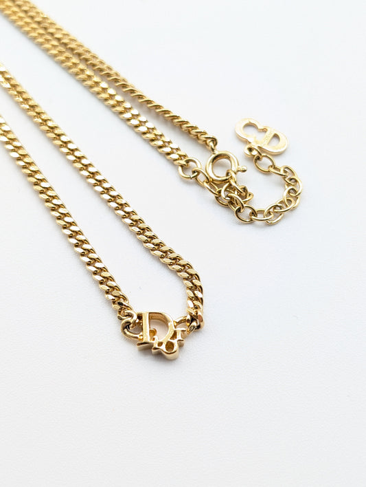 Dior Necklace, Curb Chain, Gold, Logo Necklace