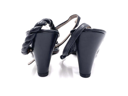 Dior Christian Dior Braided Strap Leather Black Sandals Size 5 1/2