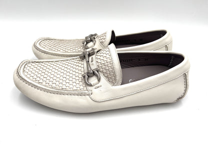 Salvatore Ferragamo Gancini Horsebit Leather Loafers in White, Size 8