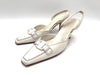 Salvatore Ferragamo back strap leather pumps in white, size 8.5.