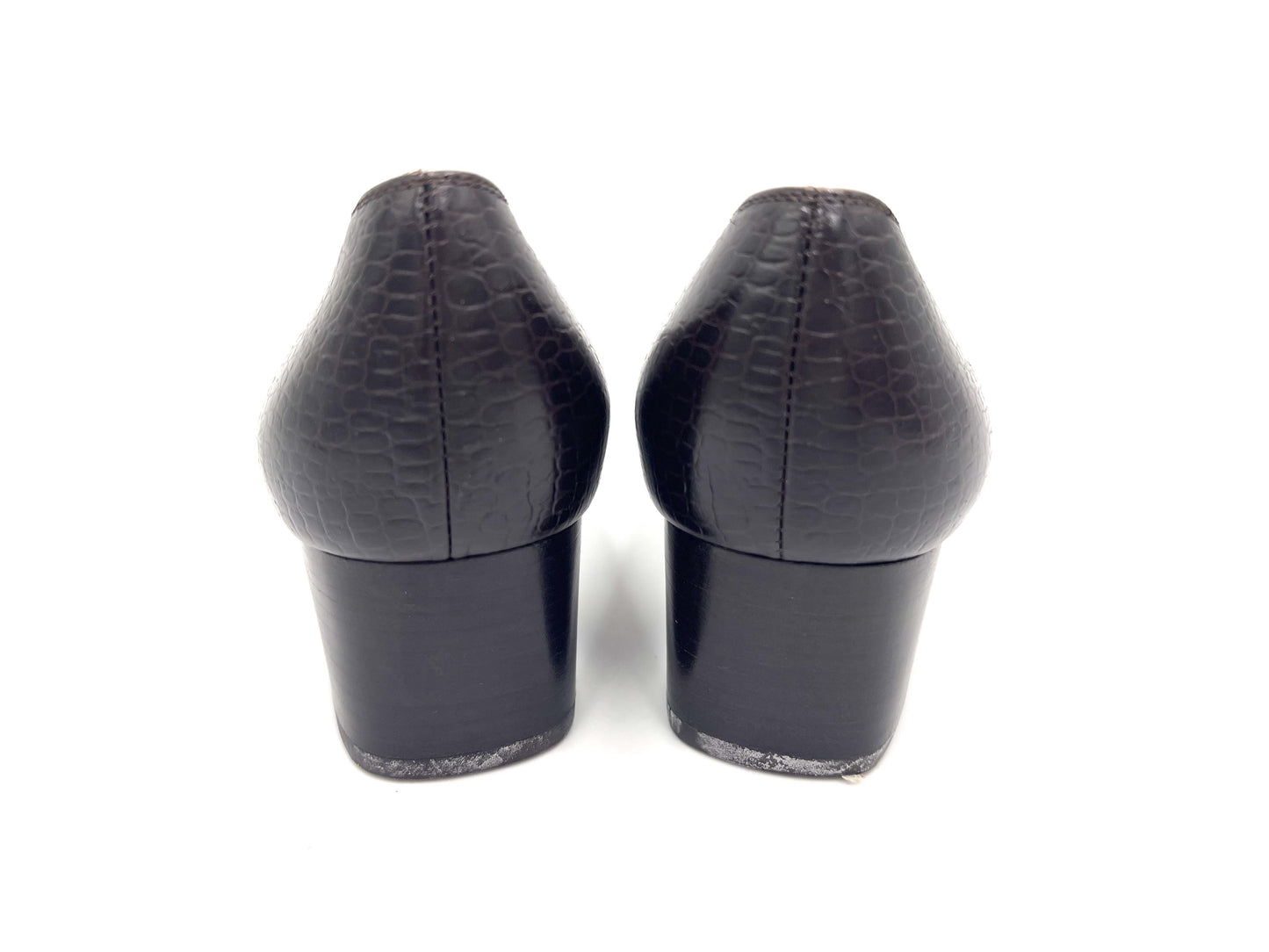 Salvatore Ferragamo Salvatore Ferragamo Crocodile-effect Dark Brown 8 1/2 Pumps