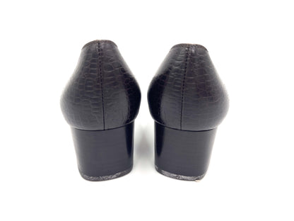 Salvatore Ferragamo Salvatore Ferragamo Crocodile-effect Dark Brown 8 1/2 Pumps