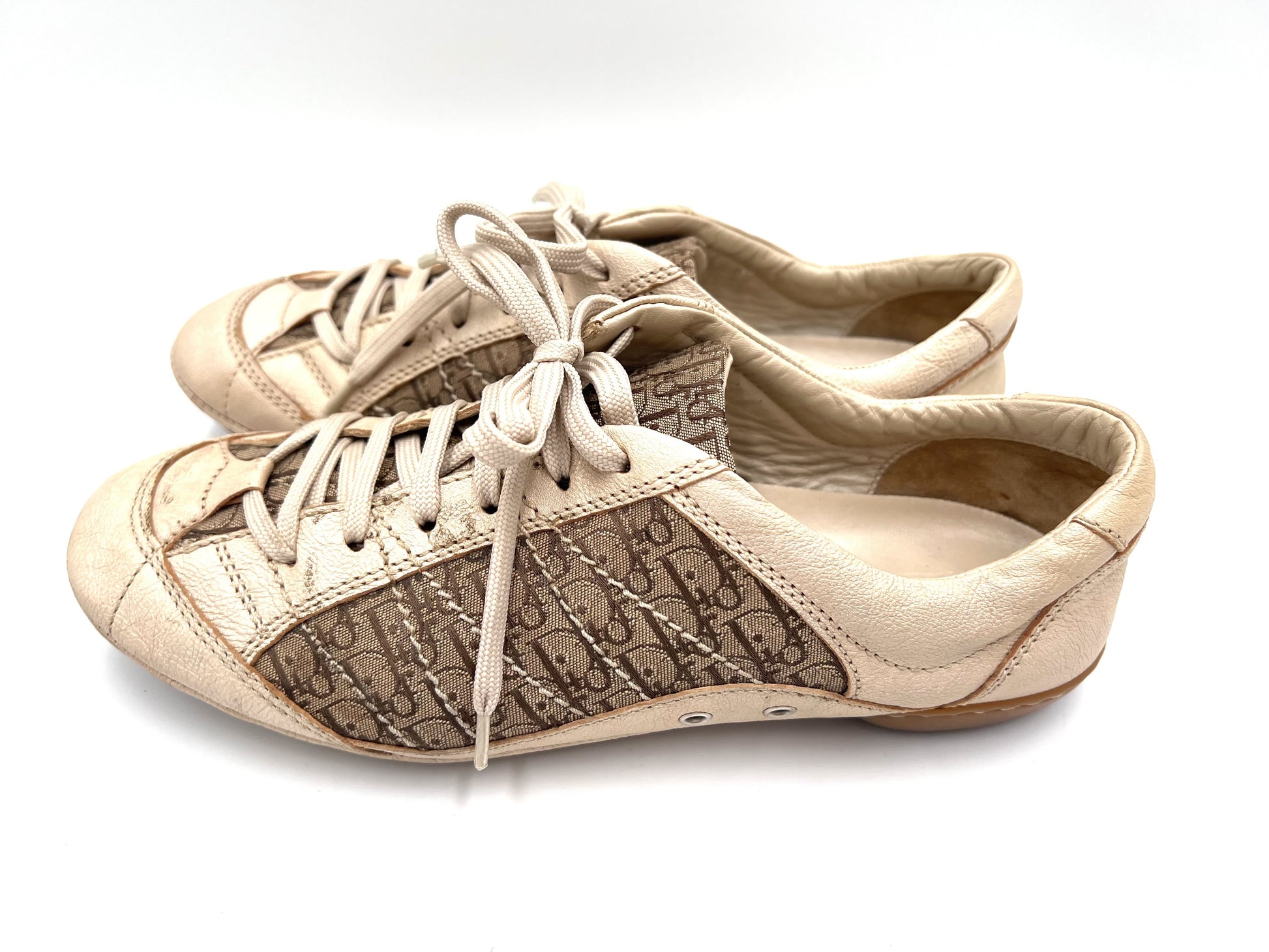 Dior Trotter Sneakers in Beige, Size 38 1/2