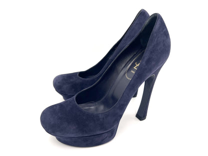 Yves Saint Laurent Yves Saint Laurent Suede High Heel Pumps, Navy, Size 40