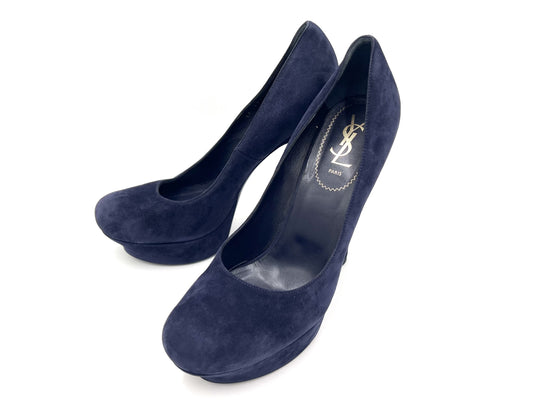 Yves Saint Laurent Yves Saint Laurent Suede High Heel Pumps, Navy, Size 40