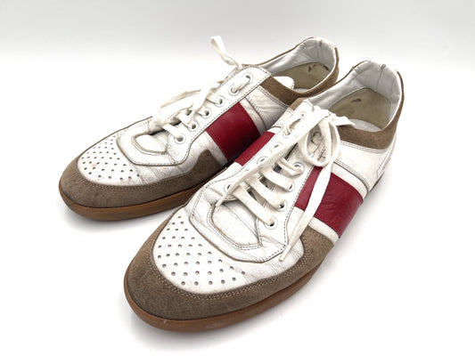 Dior Homme Leather Sneakers in White and Red, Size 42 1/2