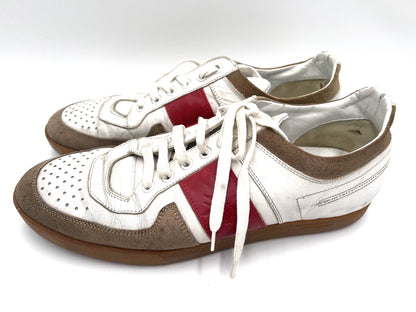 Dior Homme Leather Sneakers in White and Red, Size 42 1/2