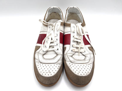 Dior Homme Leather Sneakers in White and Red, Size 42 1/2
