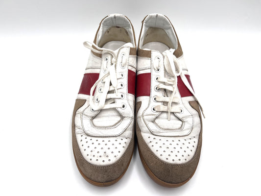 Dior Homme Leather Sneakers in White and Red, Size 42 1/2