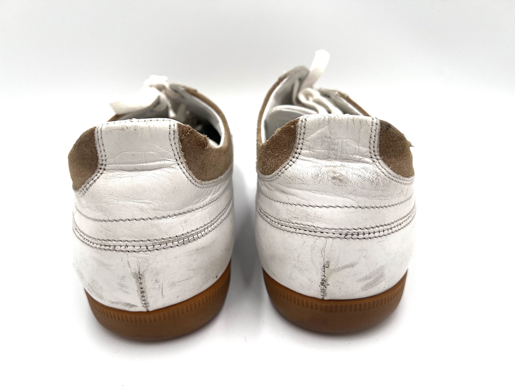 Dior Homme Leather Sneakers in White and Red, Size 42 1/2