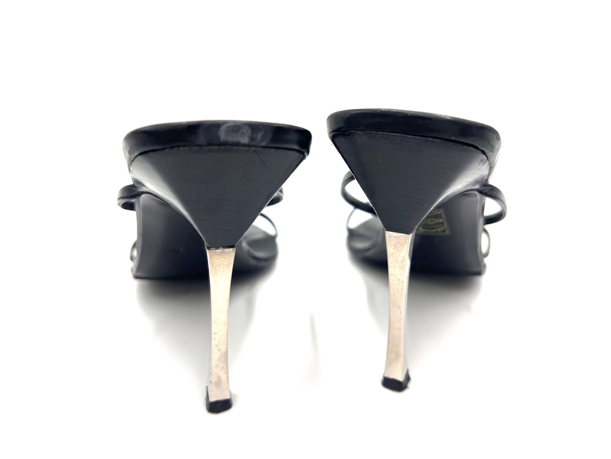 GUCCI Leather Strap High Heel Sandals Black Size 6 1/2