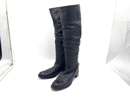 PRADA 1W012C Deerskin Side Zip Long Boots Black Size 36.5 Other Shoes