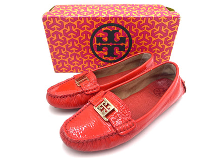 Tory Burch Patent Leather Driving Shoes, Red, Size 7.5, Loafers