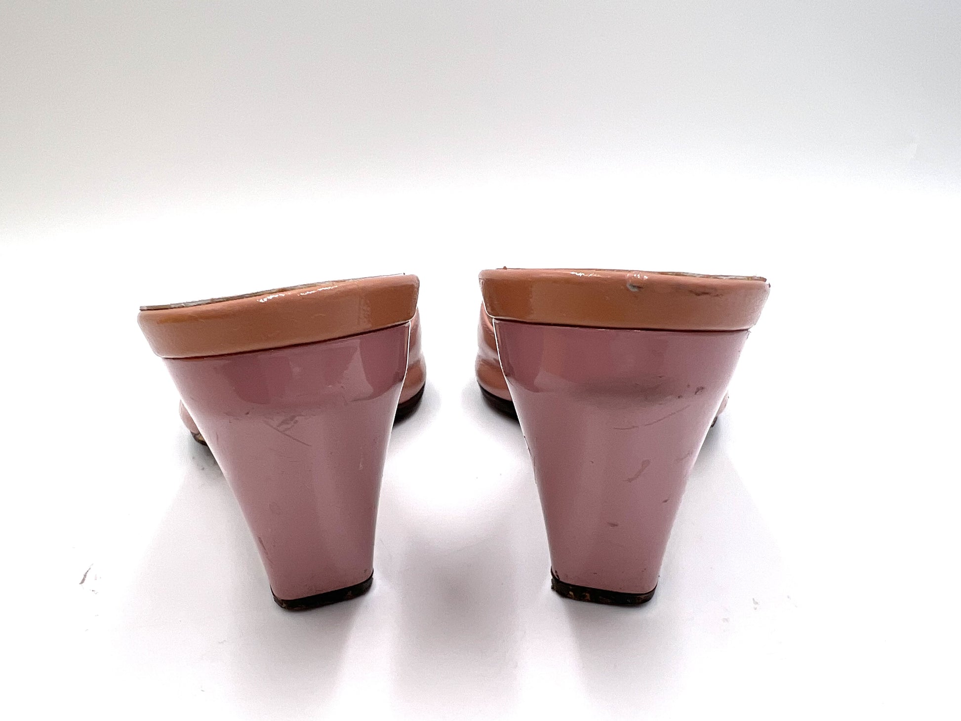 FENDI Patent Leather Heeled Sandals Pink Size 36 Sandals