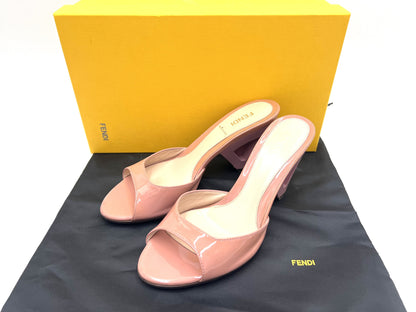 FENDI Patent Leather Heeled Sandals Pink Size 36 Sandals