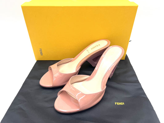 FENDI Patent Leather Heeled Sandals Pink Size 36 Sandals