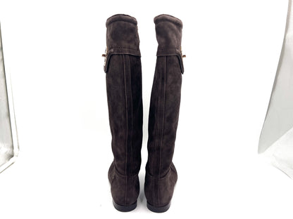 Tory Burch Suede Side Zip Long Boots, Dark Brown, Size 5, Other Shoes