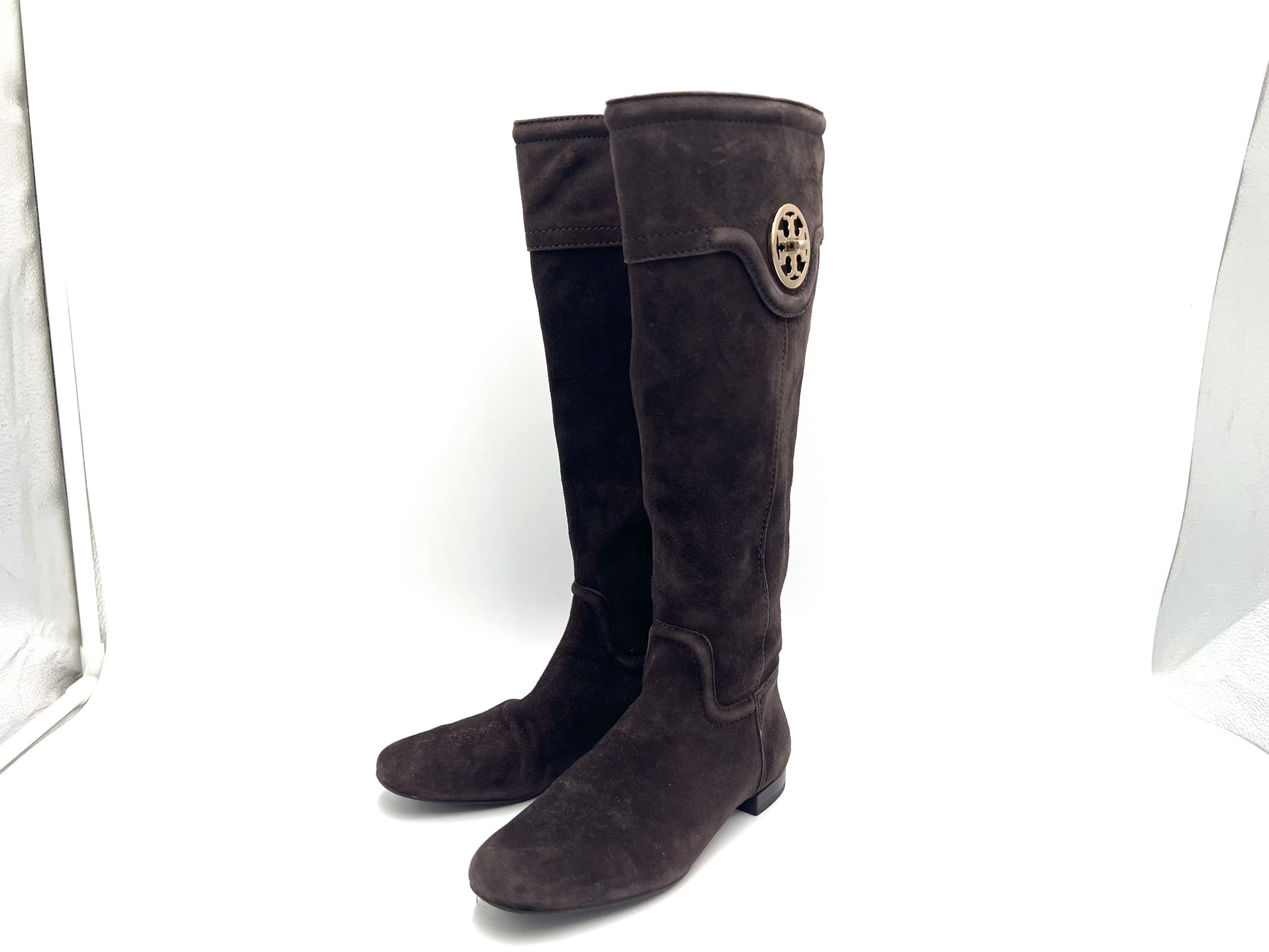 Tory Burch Suede Side Zip Long Boots, Dark Brown, Size 5, Other Shoes