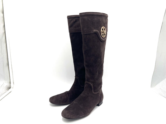 Tory Burch Suede Side Zip Long Boots, Dark Brown, Size 5, Other Shoes