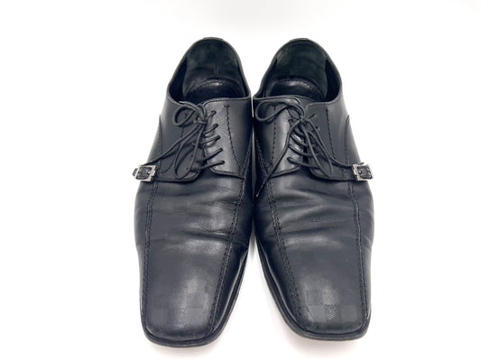 LOUIS VUITTON ST1006 Damier Leather Dress Shoes, Black, Size 8, Loafers