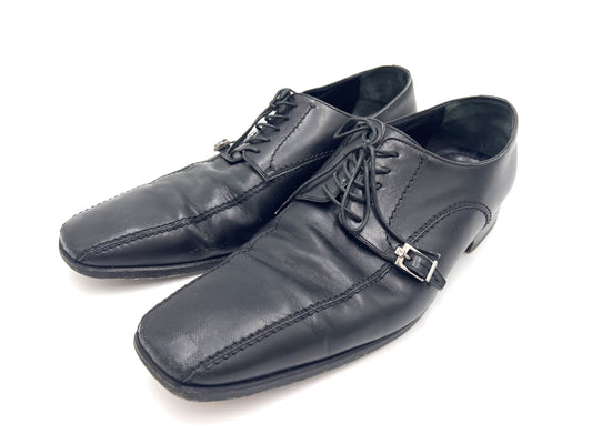 LOUIS VUITTON ST1006 Damier Leather Dress Shoes, Black, Size 8, Loafers