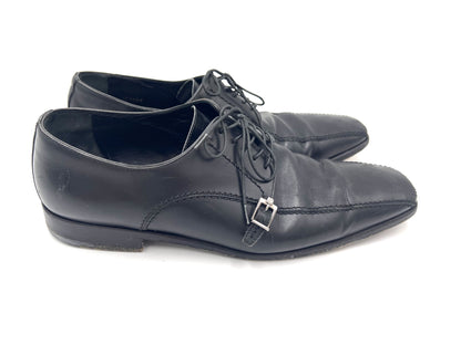 LOUIS VUITTON ST1006 Damier Leather Dress Shoes, Black, Size 8, Loafers