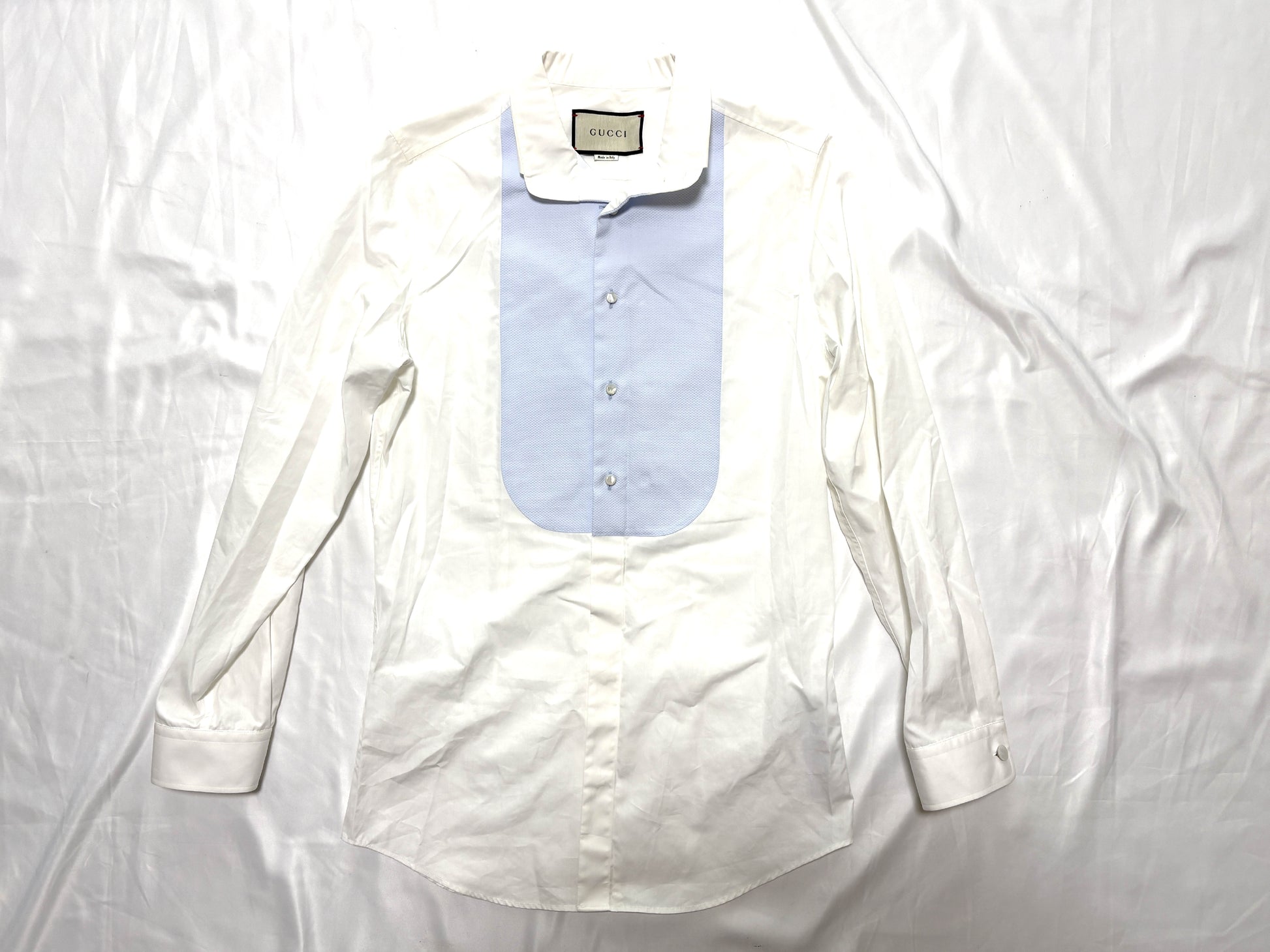 GUCCI 486153 21131 Dress Shirt with Cuffs, White, Size 38/15