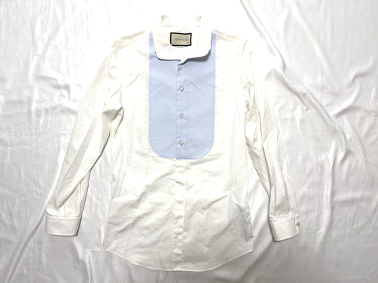 GUCCI 486153 21131 Dress Shirt with Cuffs, White, Size 38/15