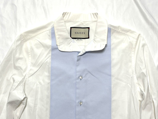 GUCCI 486153 21131 Dress Shirt with Cuffs, White, Size 38/15