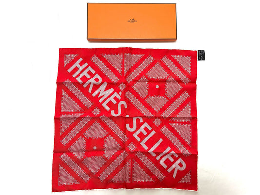 HERMES Scarf Carre 45 Serie Red 100% Silk Other Accessories
