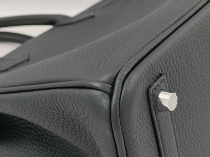HERMES Birkin 30 Togo Black Handbag with Silver Hardware and W Stamp, Partially Removed Protective Sticker