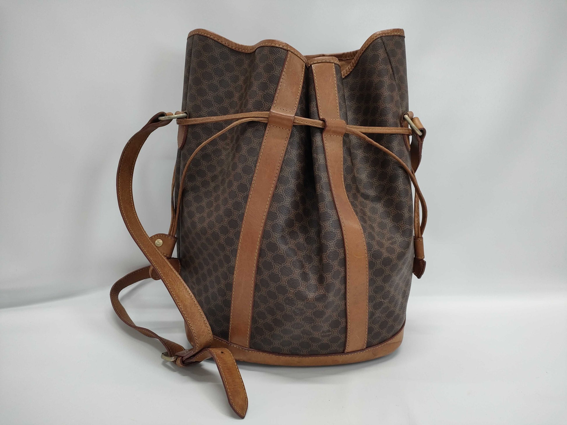 CELINE Macadam Drawstring Bucket Shoulder Bag