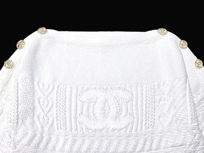 CHANEL Coco Mark Cropped Knit Top, Size 34