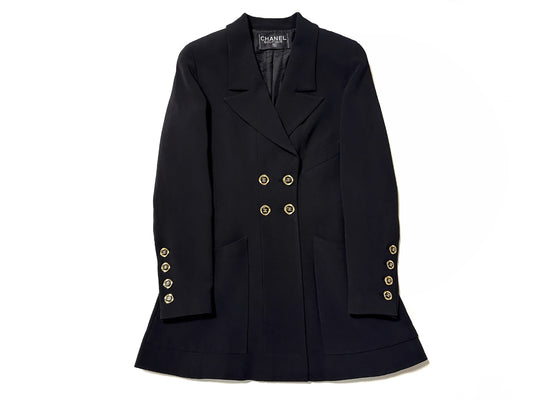 CHANEL Coco Button Double-Breasted Jacket Black Jacket