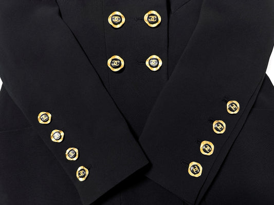 CHANEL Coco Button Double-Breasted Jacket Black Jacket