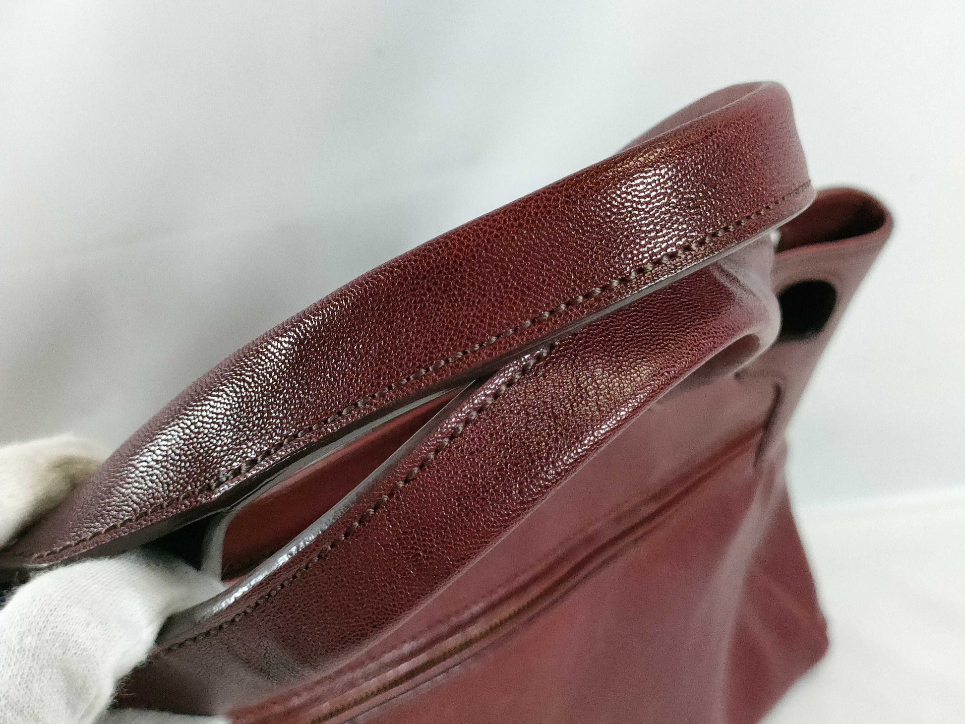 Cartier Burgundy Calfskin Tote Bag Marcello Handbag