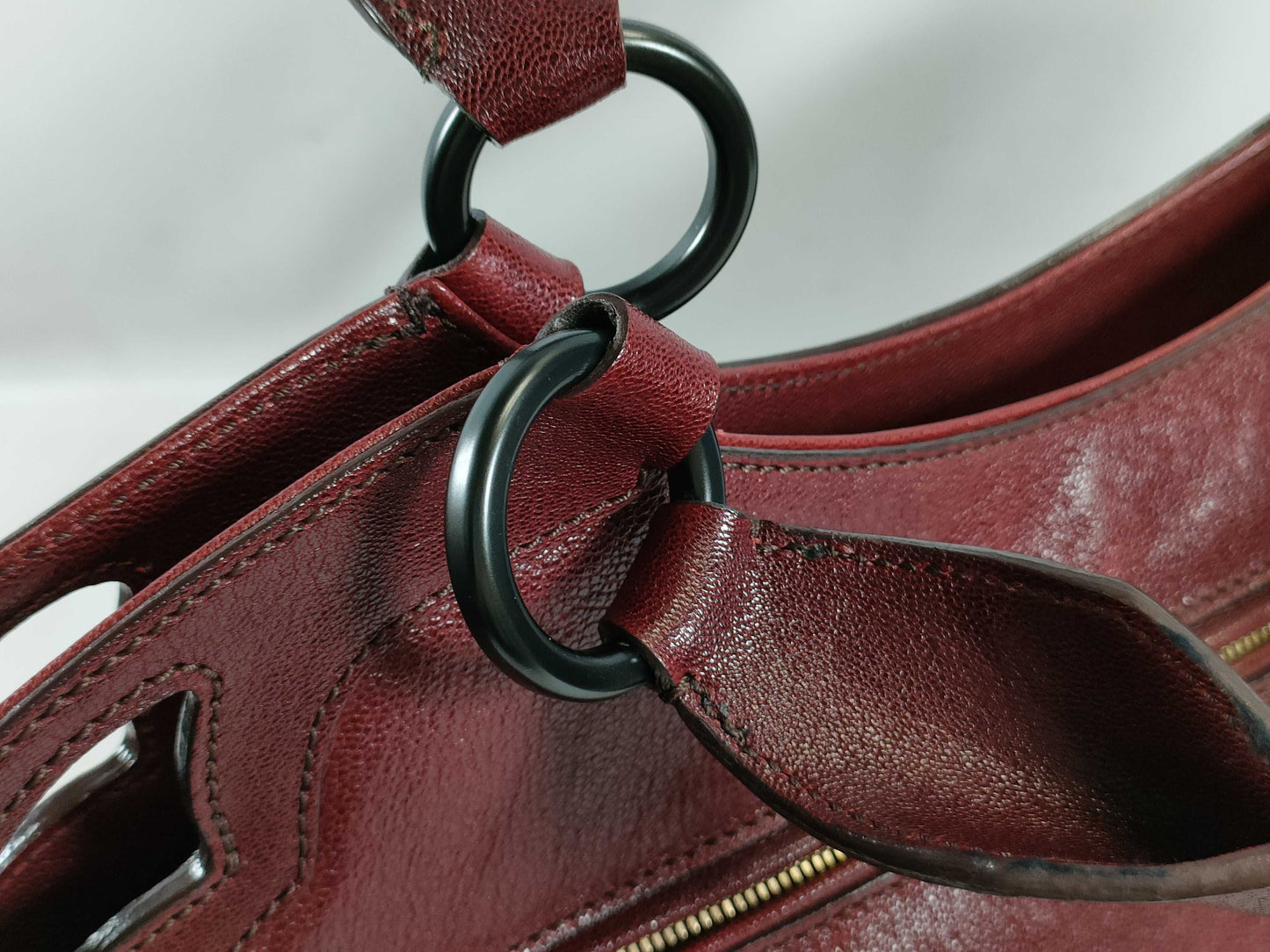 Cartier Burgundy Calfskin Tote Bag Marcello Handbag